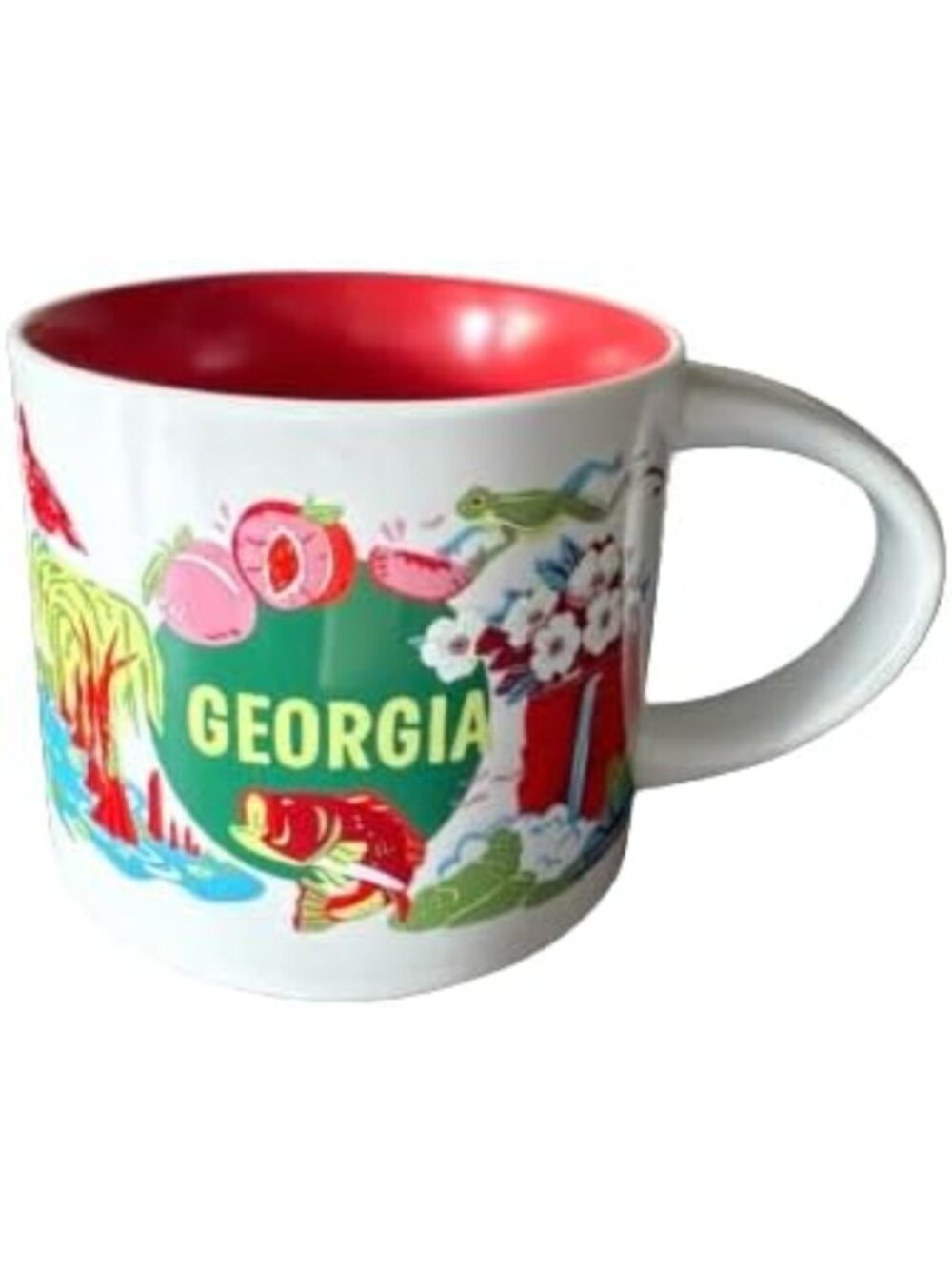 Georgia Ceramic Coffee Mug, 14oz, White & Red - Perfect for Coffee Lovers!